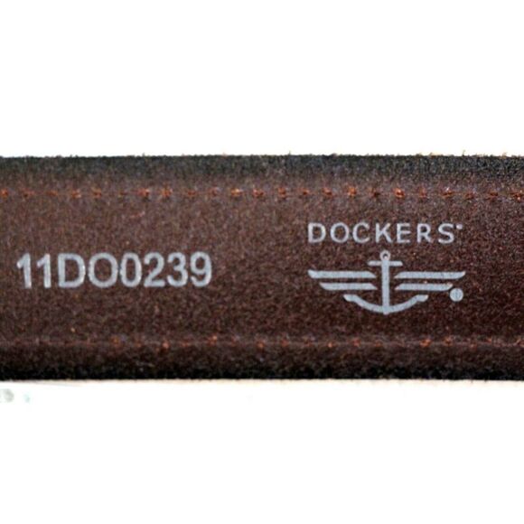 DOCKERS BLACK TRIM BROWN GENUINE LEATHER 1 3/8"W STITCH DRESS MEN'S BELT 38 (G54 - Picture 7 of 11